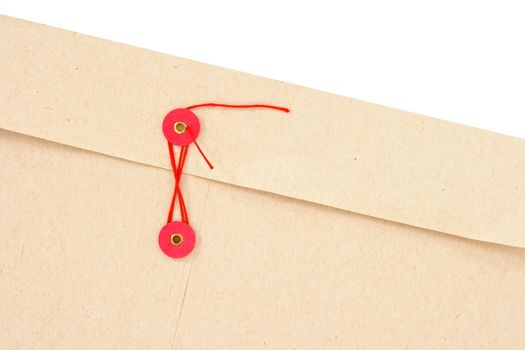 Closeup of interoffice envelope with red string
