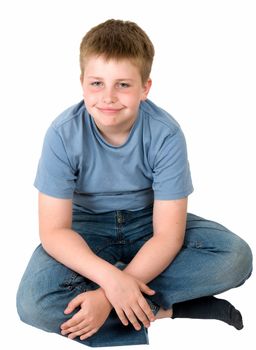 smiling little boy on a white background