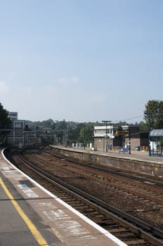 A view of the tracks in a train station