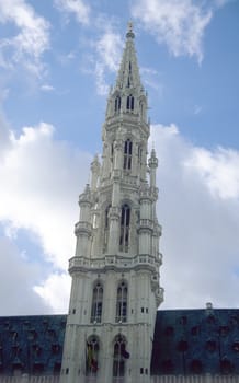 The tower of the town hall of Brussels. 