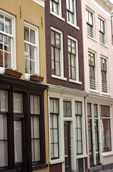 Colourful row houses in the city centre of Utrecht, the Netherlands.