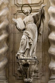 Saint on the side of a cathedral in Barcelona