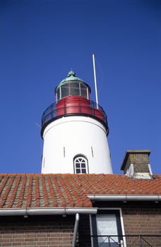 A lighthouse from below in Urk, the Netherlands.