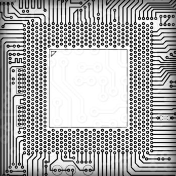 The circuit board square monochrome blank frame