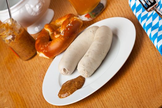 two bavarian white sausages