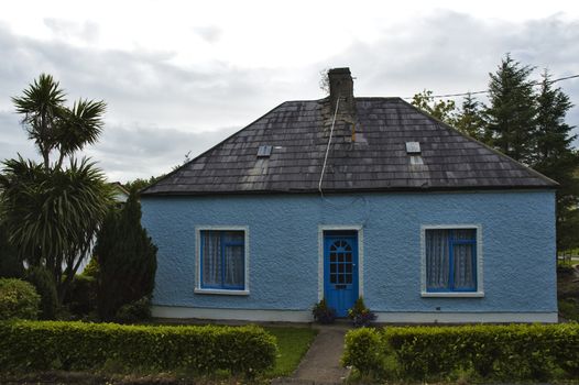 Blue house in Irish village.