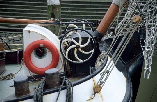 Detail of a river barge in Rotterdam, the Netherlands.