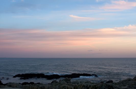 Atlantic ocean in Porto at the evening