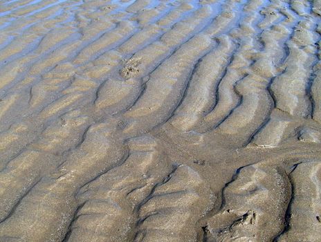 Ripple effect on the sand on beach.