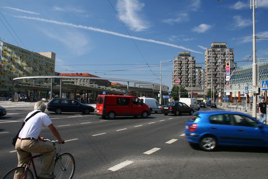 rush hours in the city center, Wroclaw