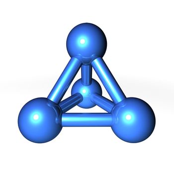 simple blue metallic molecular structure rendered in 3D