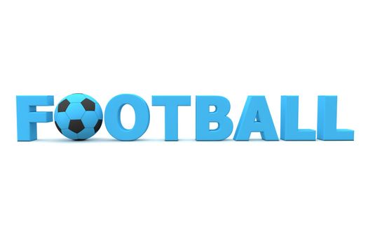 blue word Football with football/soccer ball replacing letter O