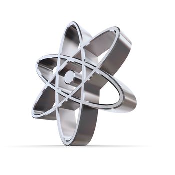 shiny metallic atomic/nuclear symbol of silver/chrome