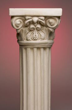 Ancient Column Pillar Replica on a Red Gradation Background.