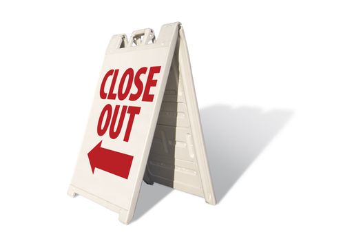 Close Out Tent Sign Isolated on a White Background.