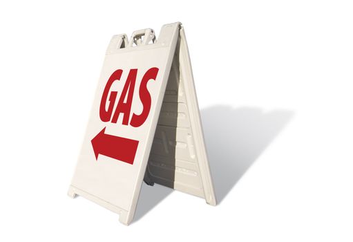 Gas Tent Sign Isolated on a White Background.
