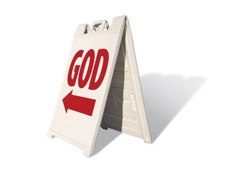 God Tent Sign Isolated on a White Background.