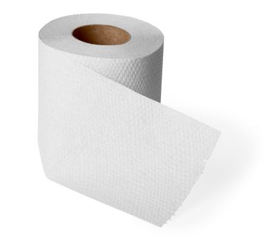Roll gray toilet paper isolated on white background