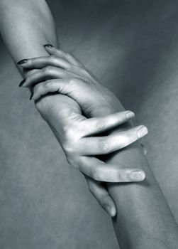 Hands of the man and the woman 