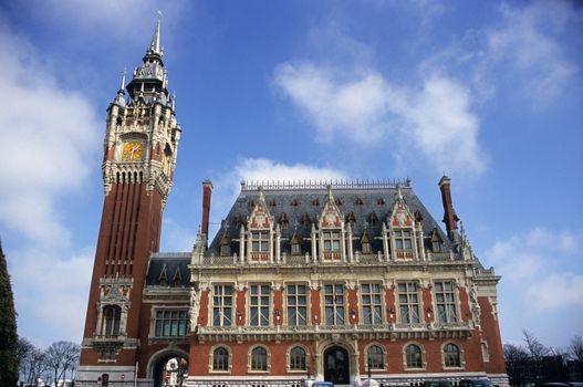 The ornate town hall of Calais, France