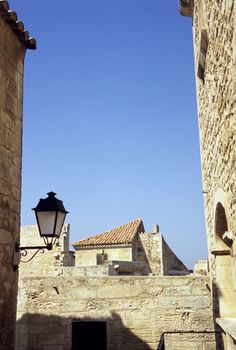 Rooftops and street lamp - Les Baux de Provence, France.