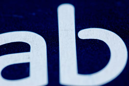 Small letter 'b', lead by 'a' on dark-blue background. Shallow DOF
