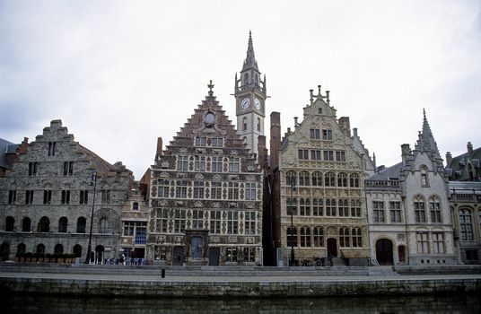 The historic Ghent, Belgium waterfront.
