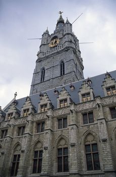 The famous clock tower and Belfry of Ghent, Belgium.