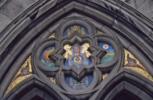 Mosaic detail on a church in Dublin, Ireland