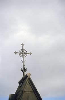 An Irish cross on a church in Dublin.