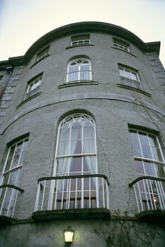 The tower of an imposing manor house in rural Ireland.