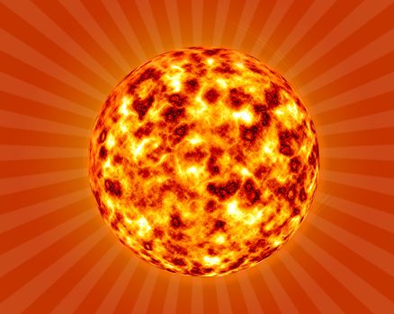 The hot summer sun background in 3d