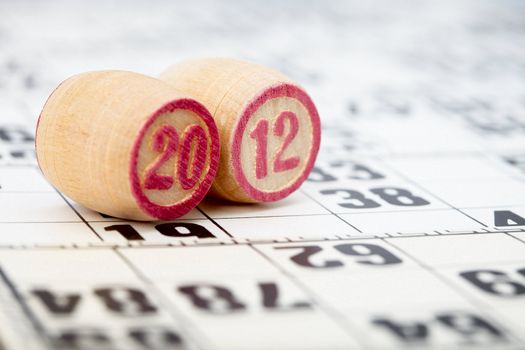 Wooden barrels lotto with a red 2010