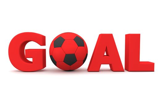 red word Goal with football/soccer ball replacing letter O