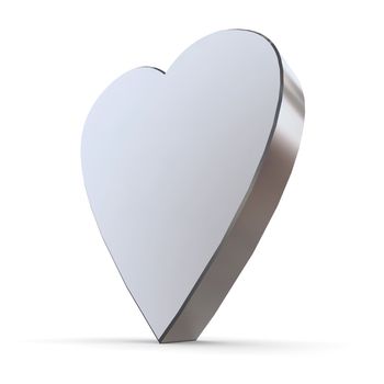 shiny metallic 3d heart of silver/chrome