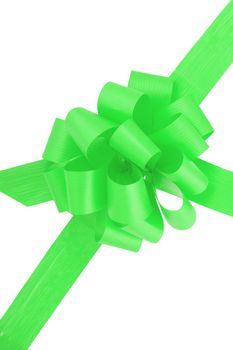 a green ribbon  isolated on the white background