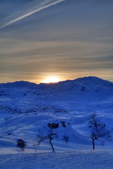 Winter landscape in the Norwegian mountains