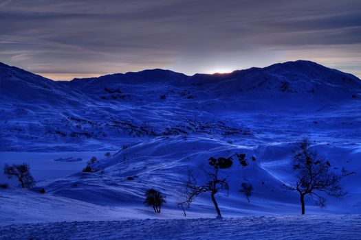 Winter landscape in the Norwegian mountains