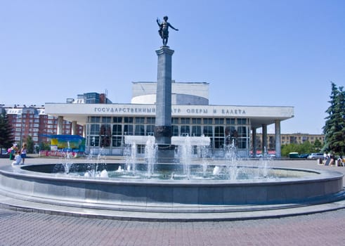 The image of the theatrical square in Krasnoyarsk.