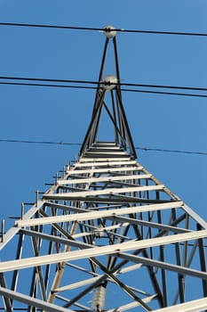 Power mast fixtures seen from below.
