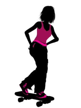 Female skateboarder illustration silhouette on a white background