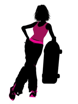 Female skateboarder illustration silhouette on a white background