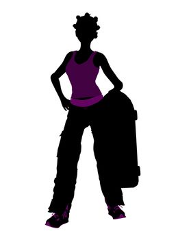 Female skateboarder illustration silhouette on a white background