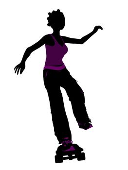 Female skateboarder illustration silhouette on a white background