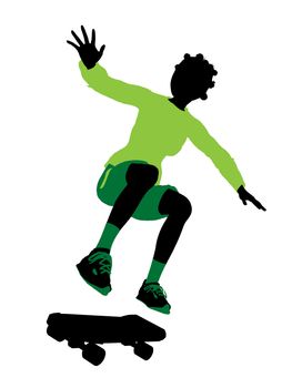 Female skateboarder illustration silhouette on a white background