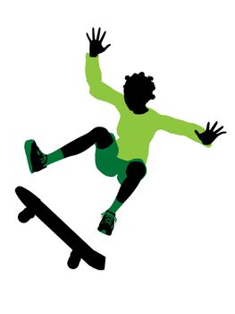 Female skateboarder illustration silhouette on a white background