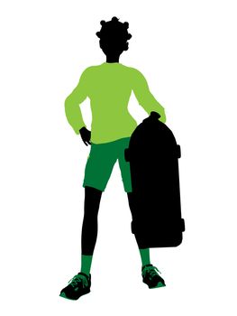 Female skateboarder illustration silhouette on a white background