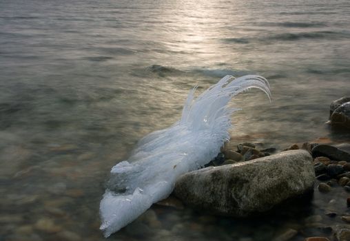 ice melts ashore lake Baikal