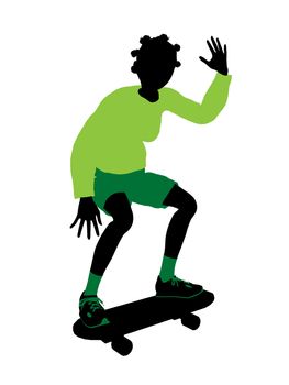 Female skateboarder illustration silhouette on a white background