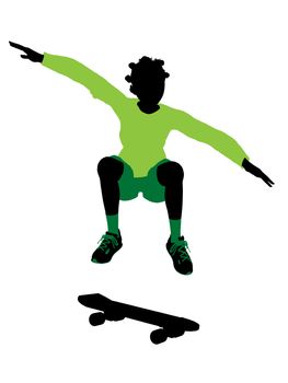 Female skateboarder illustration silhouette on a white background